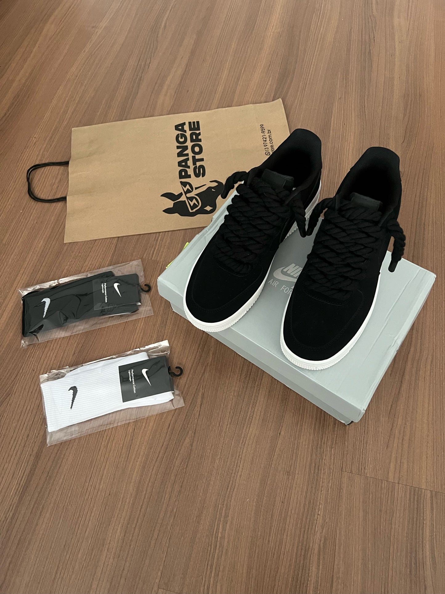 Nike Air Force 1 Black Noir Rope ( Pronta Entrega )