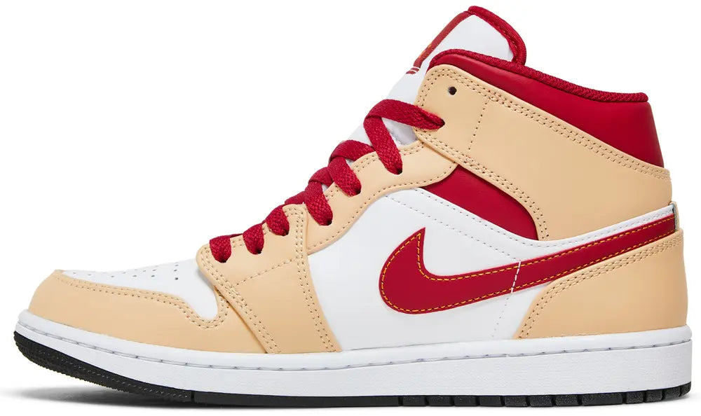 Air Jordan 1 Mid 'Light Curry Cardinal Red'