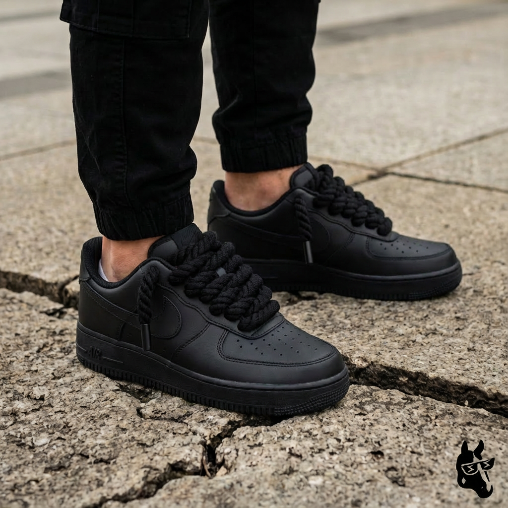 Nike Air Force 1 Black Rope ( PRONTA ENTREGA )