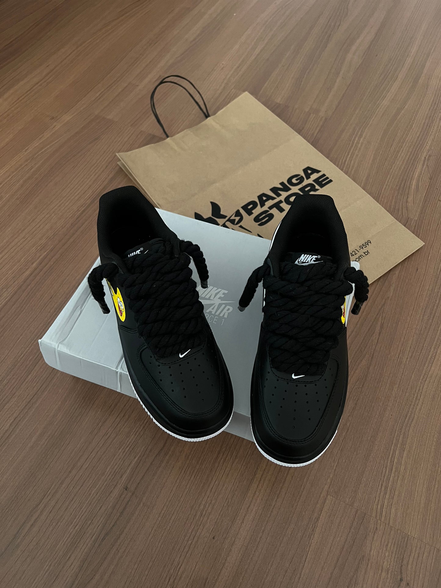 Nike Air Force 1 Black/White Rope Bob Esponja