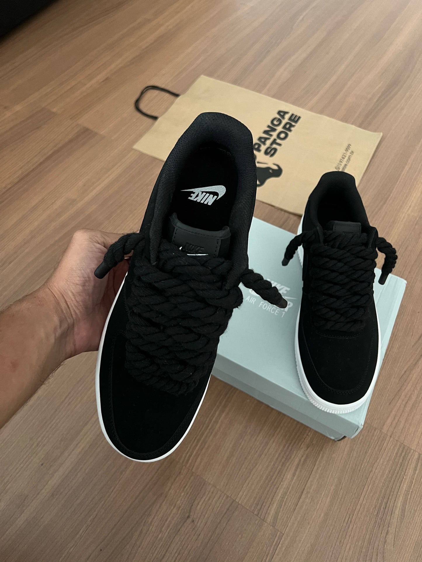 Nike Air Force 1 Black Noir Rope ( Pronta Entrega )