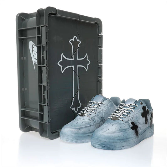 Air Force 1 Chrome Hearts Blue (Custom) Special Box