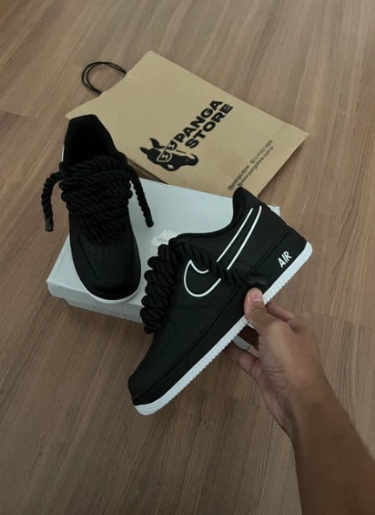 Nike Air Force 1 Black/White Rope  (PRONTA ENTREGA)