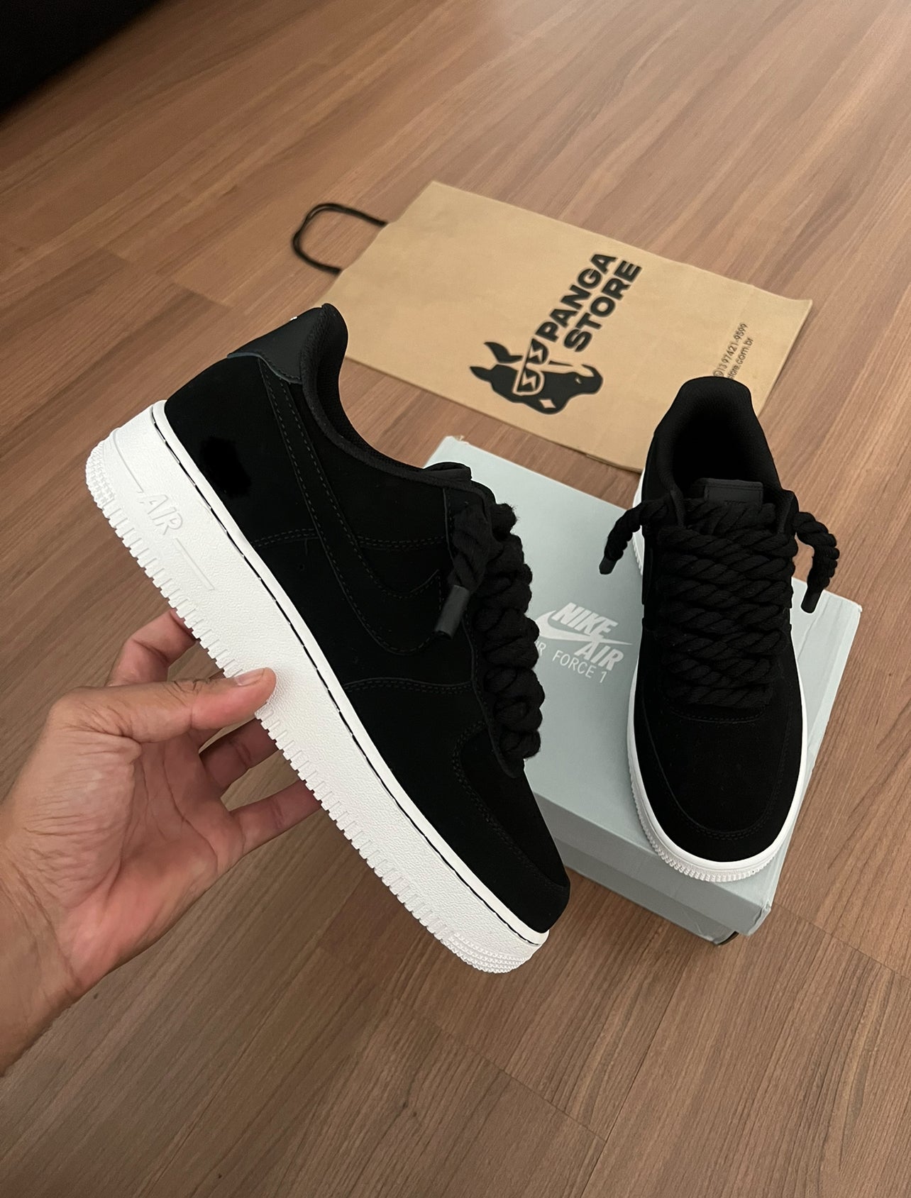 Nike Air Force 1 Black Noir Rope